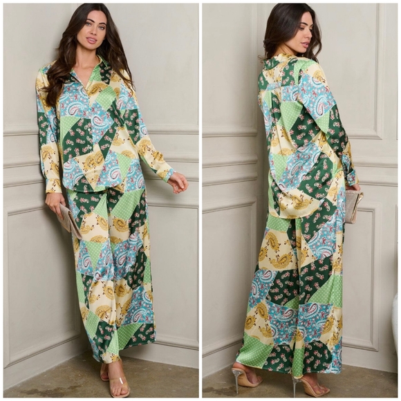 GALITA Boho 2-piece Patchwork Pants Set - Picture 2 of 7